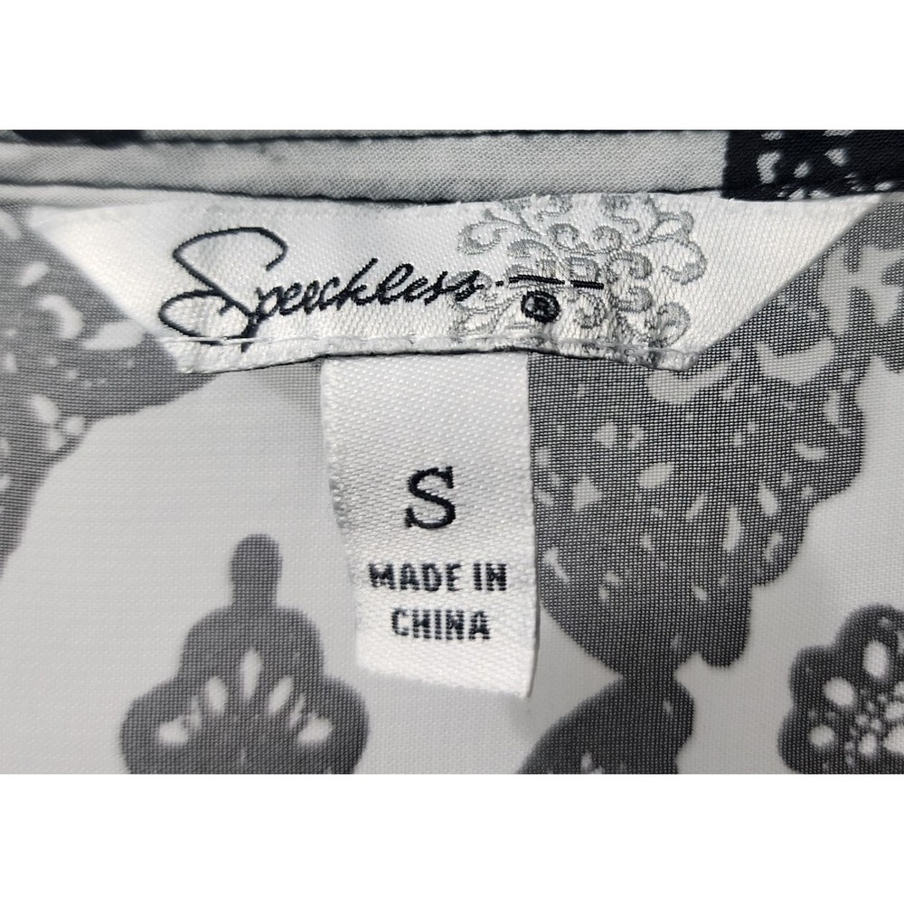 Speechless Dress‎ Shift Bell Sleeve Party Cocktail Black White Pattern S - Picture 3 of 7